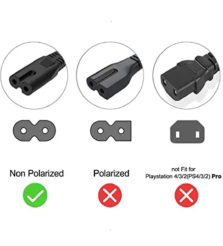 2-pin Universal Replacement AC Power Cord Cable Wire for LED TV, Play Station,Printer,Laptop PC Notebook Computer, Tape Recorder, Camera - Image 6