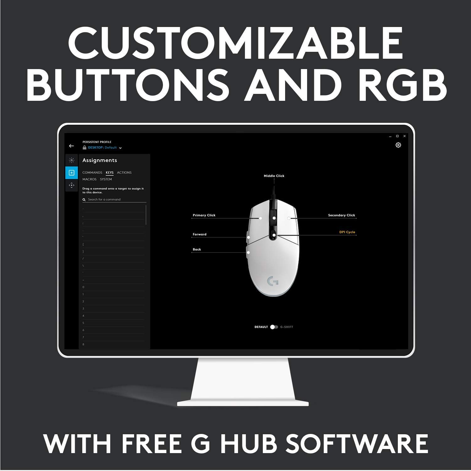 Logitech G102 USB Light Sync Gaming Mouse with Customizable RGB Lighting, 6 Programmable Buttons, Gaming Grade Sensor, 8K DPI Tracking, 16.8mn Color, Light Weight - Black - Image 3