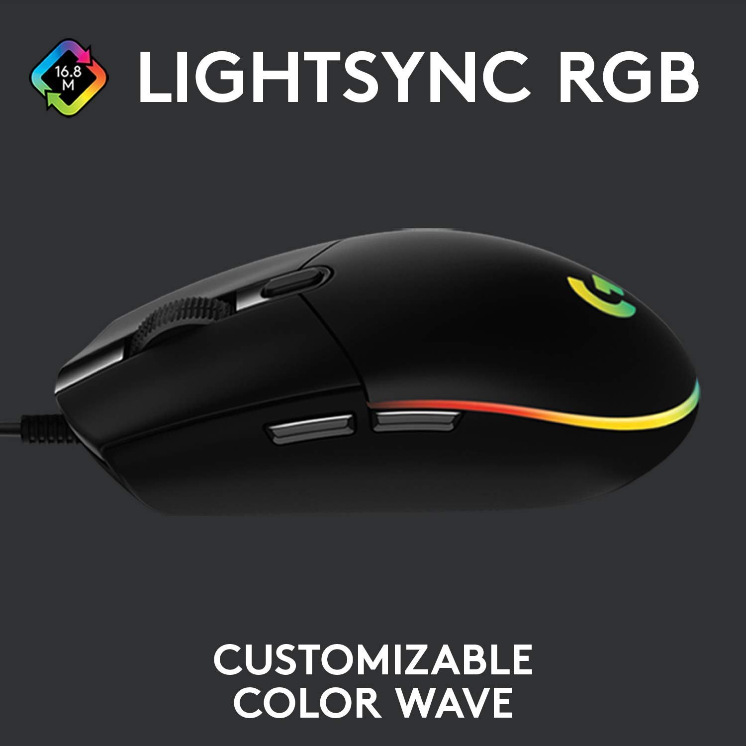 Logitech G102 USB Light Sync Gaming Mouse with Customizable RGB Lighting, 6 Programmable Buttons, Gaming Grade Sensor, 8K DPI Tracking, 16.8mn Color, Light Weight - Black - Image 10