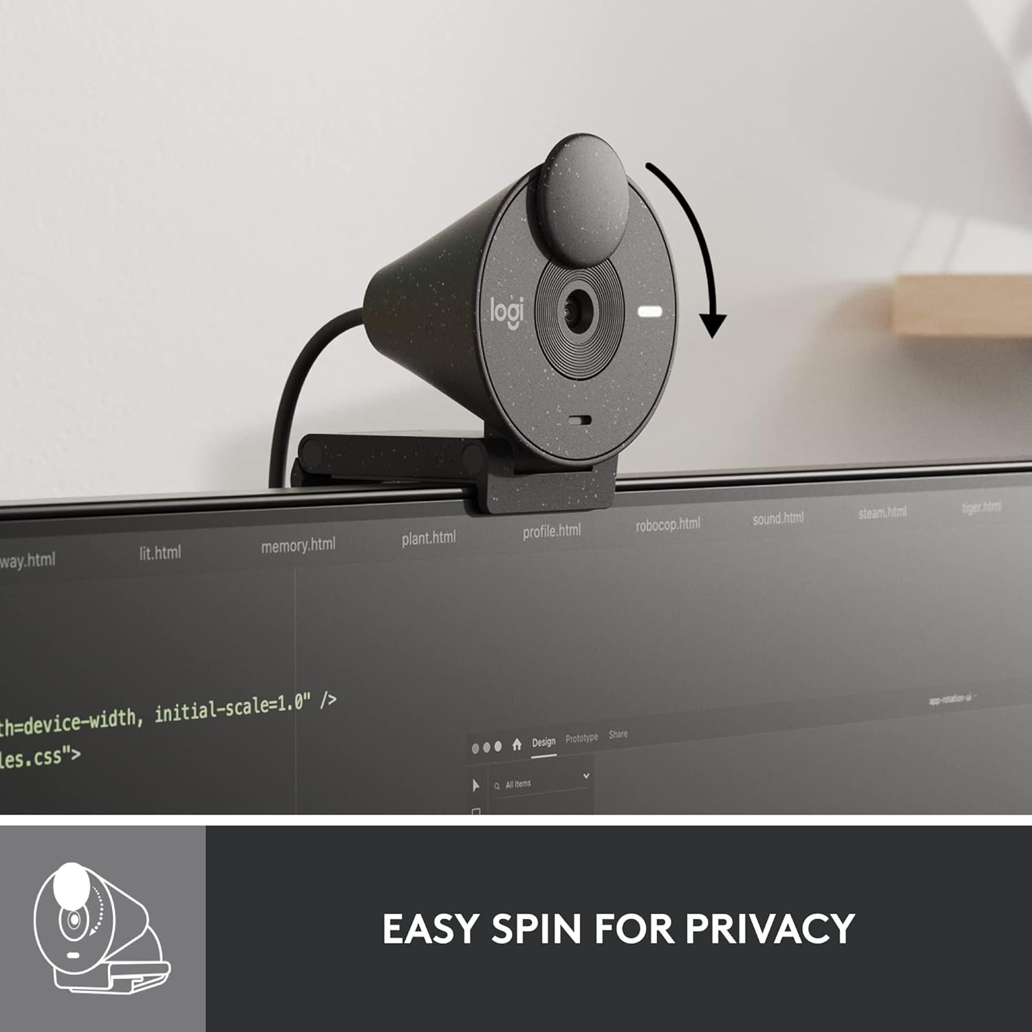 Logitech Brio 300 Full Hd Webcam with Privacy Shutter, Noise Reduction Microphone, USB-C, Certified for Zoom, Microsoft Teams, Google Meet, Auto Light Correction - Graphite - Digital - Image 6