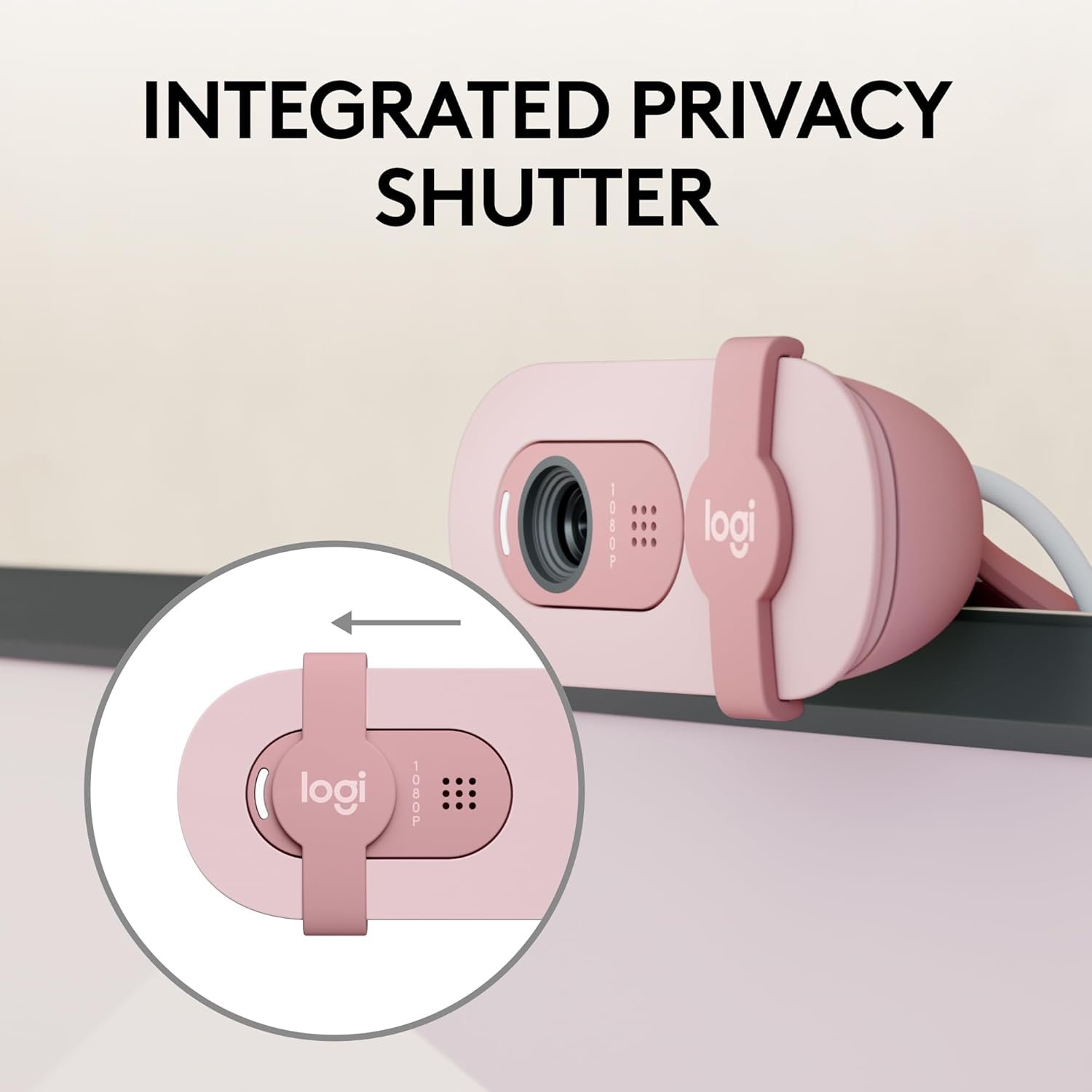Logitech Brio 100 Full HD Webcam for Meetings and Streaming, Auto-Light Balance, Built-in Mic, Privacy Shutter, USB-A, for Microsoft Teams, Google Meet, Zoom and More- Rose - Image 7