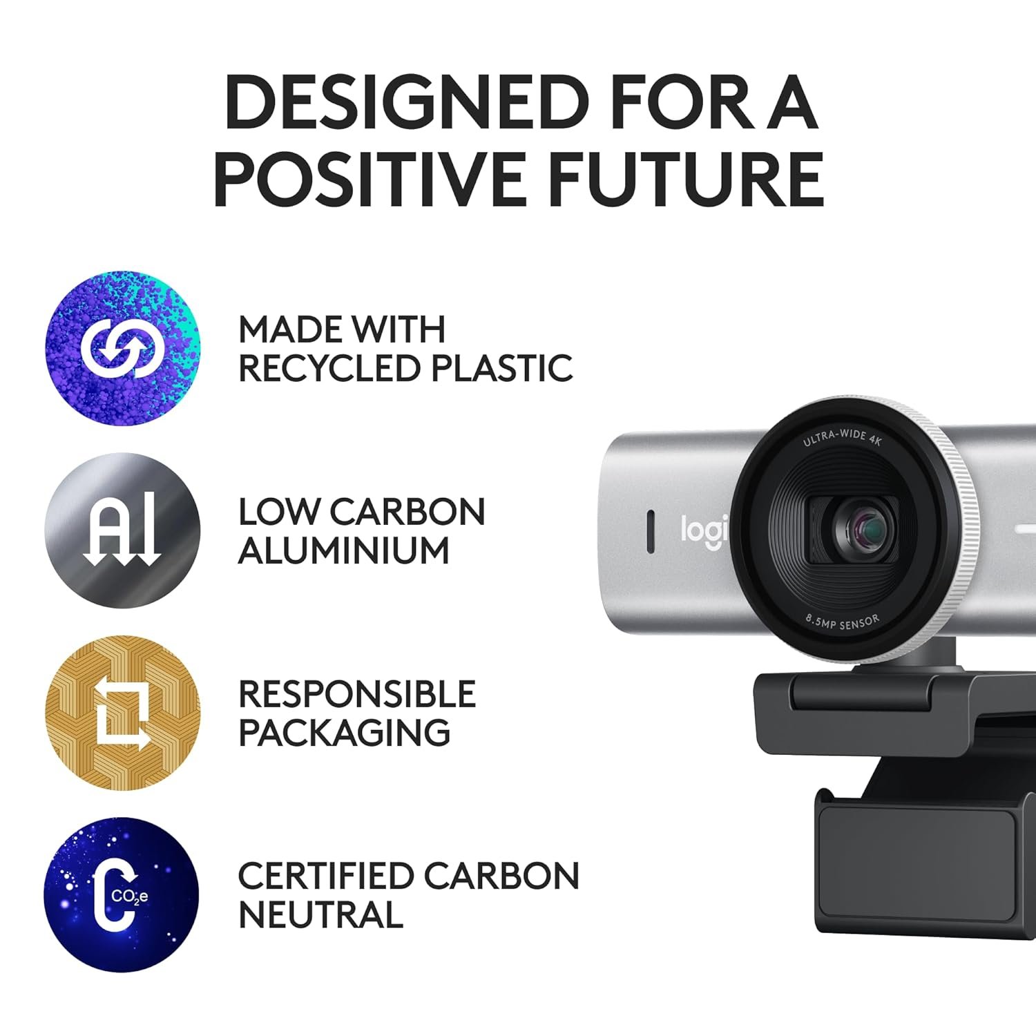 Logitech MX Brio Ultra HD 4K Collaboration and Streaming Webcam with Free Adobe Subscription, 1080p at 60 FPS, Dual Noise Reducing Mics, Show Mode, USB-C, Webcam Cover - Image 3
