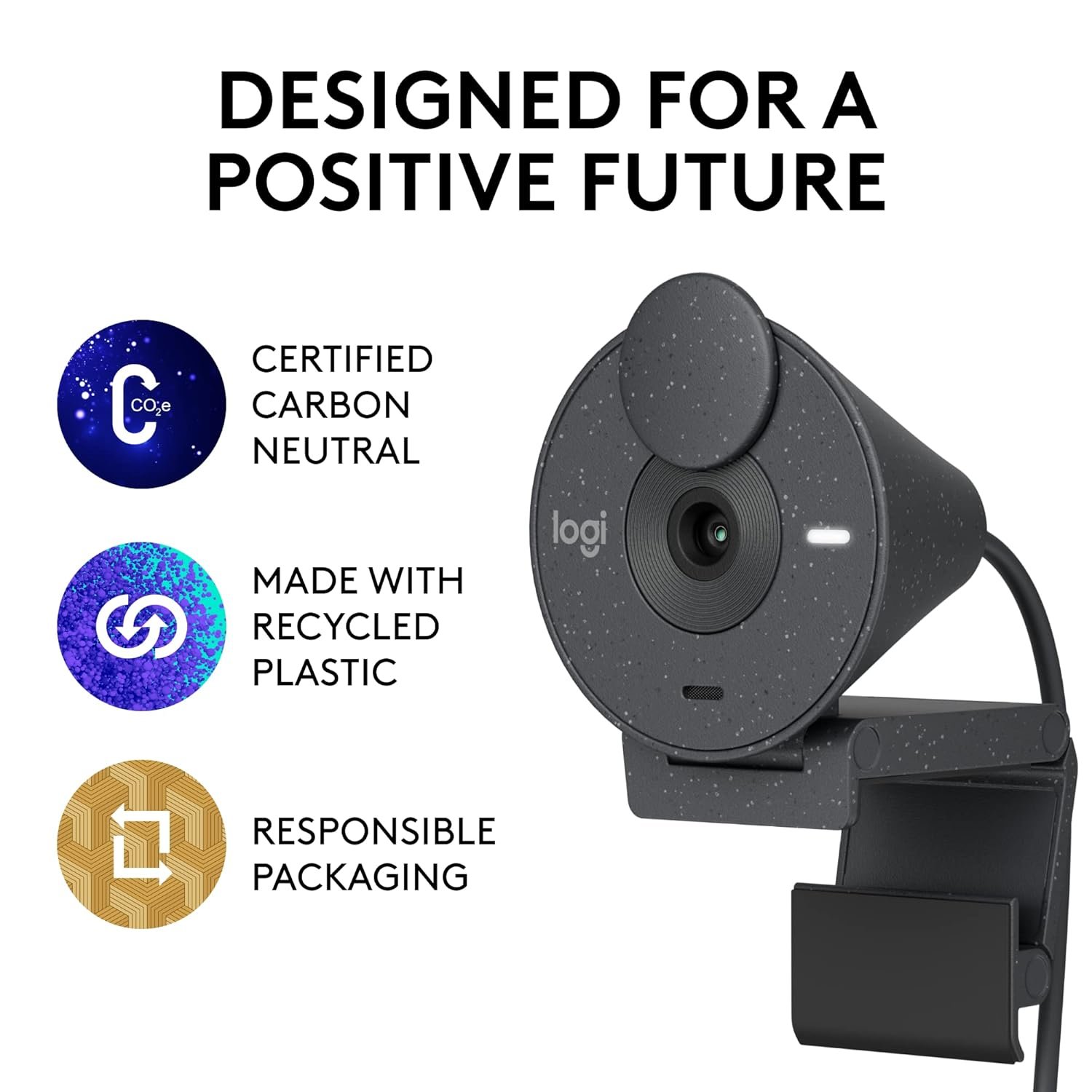 Logitech Brio 300 Full Hd Webcam with Privacy Shutter, Noise Reduction Microphone, USB-C, Certified for Zoom, Microsoft Teams, Google Meet, Auto Light Correction - Graphite - Digital - Image 3