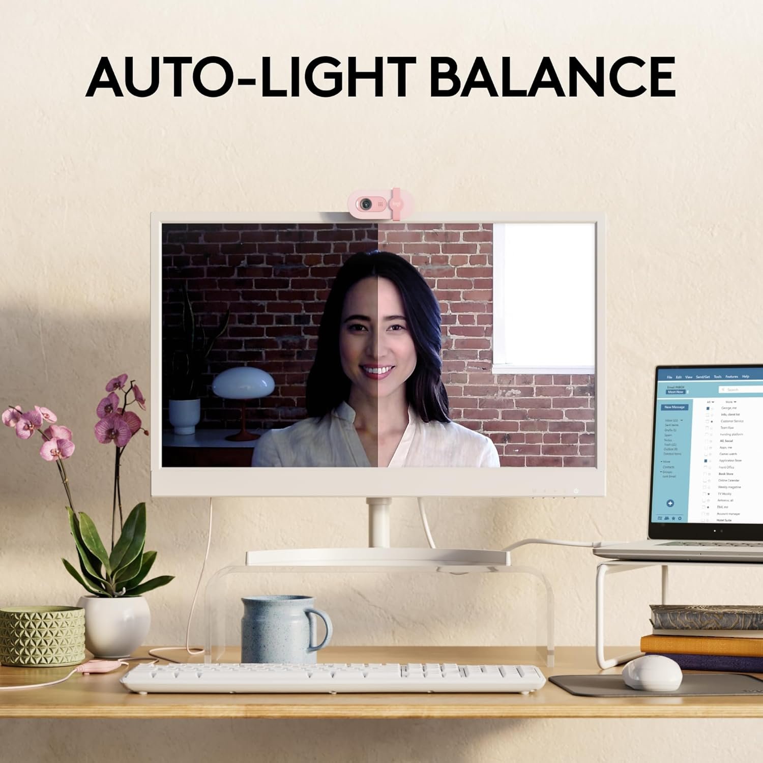 Logitech Brio 100 Full HD Webcam for Meetings and Streaming, Auto-Light Balance, Built-in Mic, Privacy Shutter, USB-A, for Microsoft Teams, Google Meet, Zoom and More- Rose - Image 8
