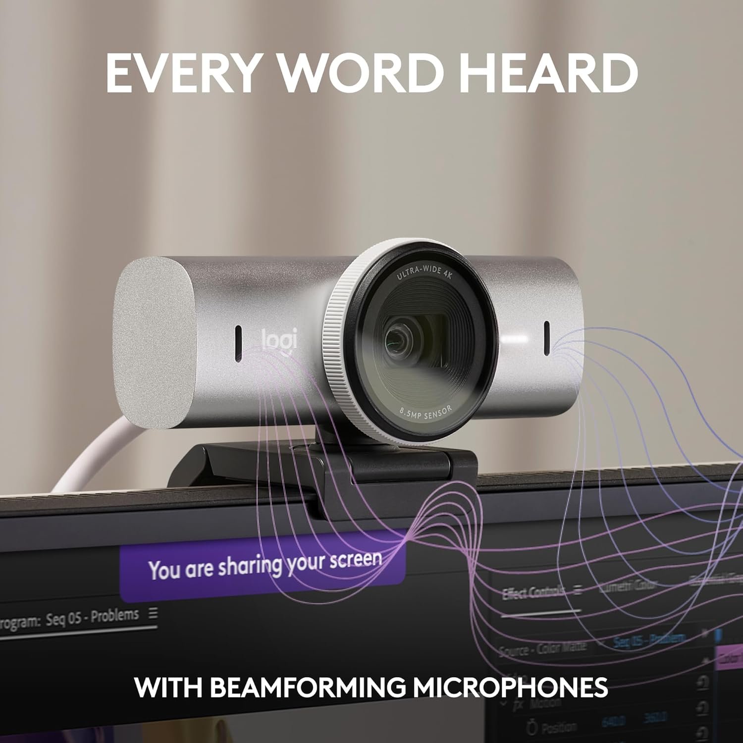 Logitech MX Brio Ultra HD 4K Collaboration and Streaming Webcam with Free Adobe Subscription, 1080p at 60 FPS, Dual Noise Reducing Mics, Show Mode, USB-C, Webcam Cover - Image 9
