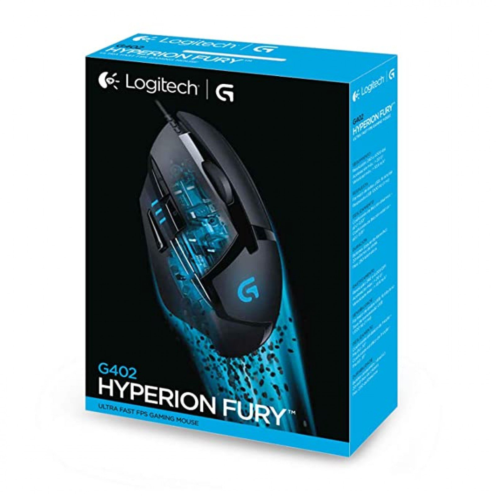 Logitech G402 Hyperion Fury USB Wired Gaming Mouse, 4,000 DPI, Lightweight, 8 Programmable Buttons, Compatible for PC/Mac - Black - Image 2